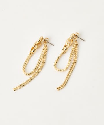【GOLDY】ロングボールチェーンピアス