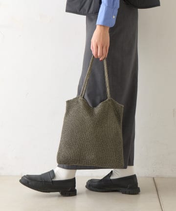 【cache cache カシュカシュ】ラメ糸編みトート