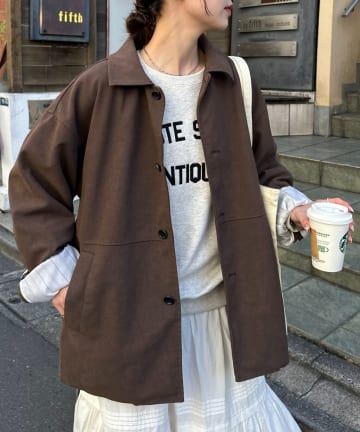 【新色追加！/こなれ見え/ユニセックス】フェイクスエードショートコート《WEB限定カラーあり》