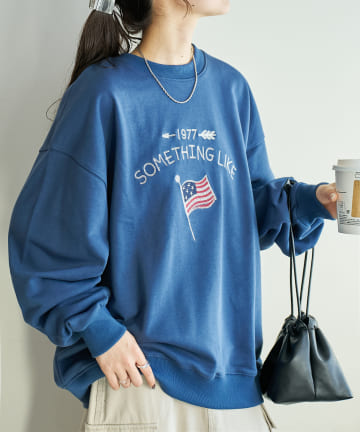 DISCOAT(ディスコート) 【ユニセックス】チェーンステッチモチーフ刺繍スウェット