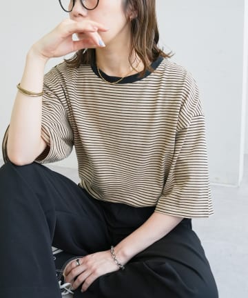 DISCOAT(ディスコート) 【WEB限定】ボーダービッグ半袖Tシャツ