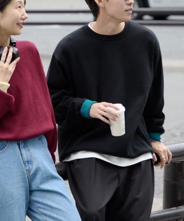 CIAOPANIC TYPY(チャオパニックティピー) 【洗えるニット】ユニセックスビックシルエットロンTeeライクニット