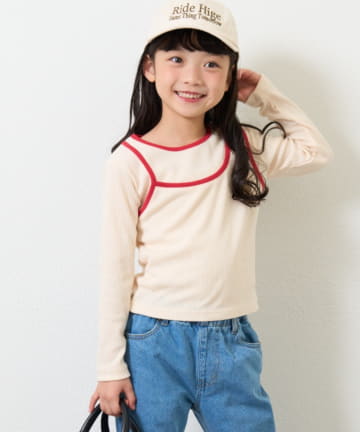 【KIDS】アシメリブレイヤードTEE