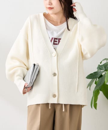 CIAOPANIC TYPY(チャオパニックティピー) 【2025年S/S新作】パッチワーク金ボタンVネックカーディガン