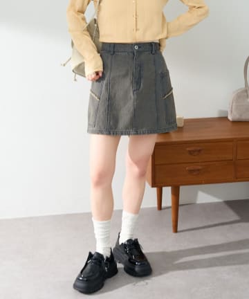 Kastane(カスタネ) 【セットアップ対応】台形デニムミニスカート