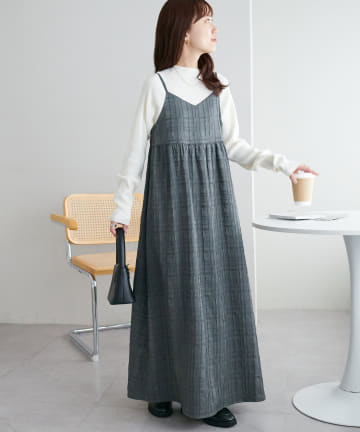 DISCOAT(ディスコート) 【シーズンレス/長さ調整可/WEB限定】生地ジャガードキャミワンピース