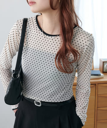 DISCOAT(ディスコート) 【WEB限定】ドットチュールプルオーバー