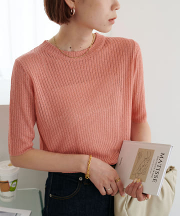 DISCOAT(ディスコート) 【WEB限定】ラメリブ5分袖