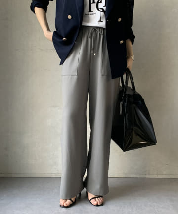 DOUDOU(ドゥドゥ) 【WEB限定】フィルムストライプワイドパンツ