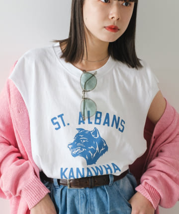 Kastane(カスタネ) 【WHIMSIC】ロゴプリントスリーブレスTシャツ