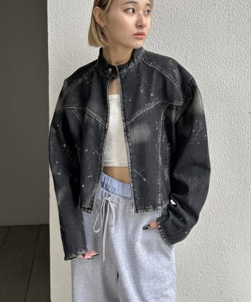 スプレーブリーチデニムブルゾン