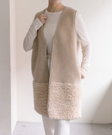 OUTLET(アウトレット) 【ear PAPILLONNER】フェイクムートンベスト【SUM1 STYLE】