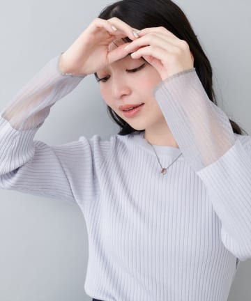 natural couture(ナチュラルクチュール) 袖口シアーリブニット