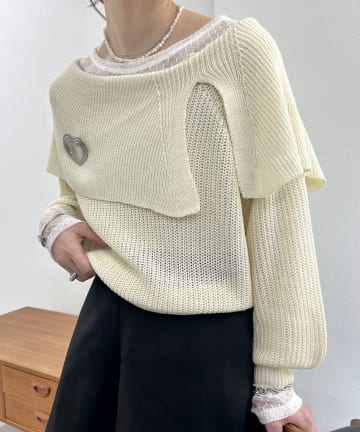 mystic(ミスティック) BIGカラー畦ニット