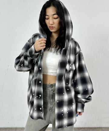 【KOOK'N/クーキー】 フードチェックシャツ