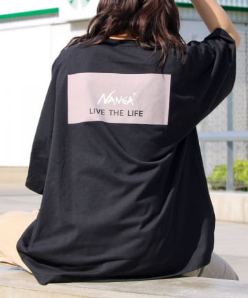 【NANGA×GLOSTER】別注ボックスロゴ バックプリント ラグランTシャツ
