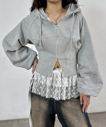 【HINT/ヒント】コルセットジップパーカー