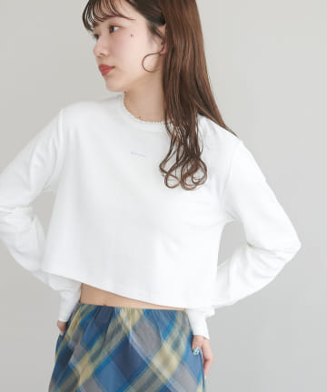 DISCOAT(ディスコート) 【umm.】刺繍ロゴショート丈ロンT