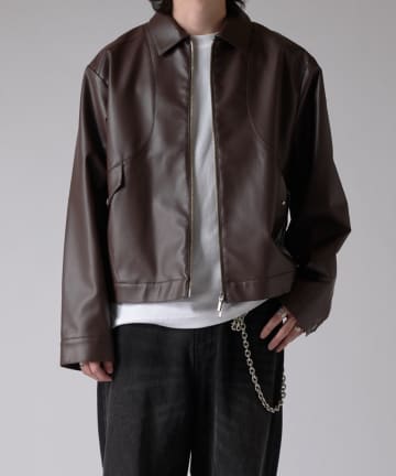 Neucon/ニューコン】シンセティックレザーZIPデザインショート