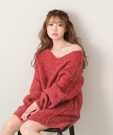 【RAY CASSIN】【前後2way】Vネックシャギーニット