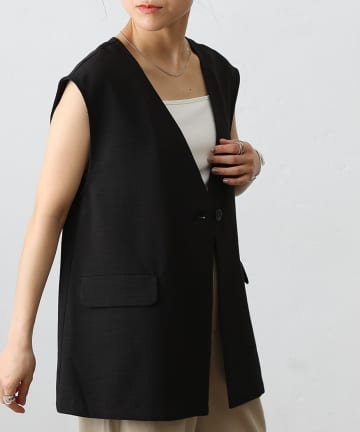 Jena espace merveilleux 新品タグ付ノーカラーロングジレ ノーカラーロングジレ | Jena espace merveilleux(ジェナ