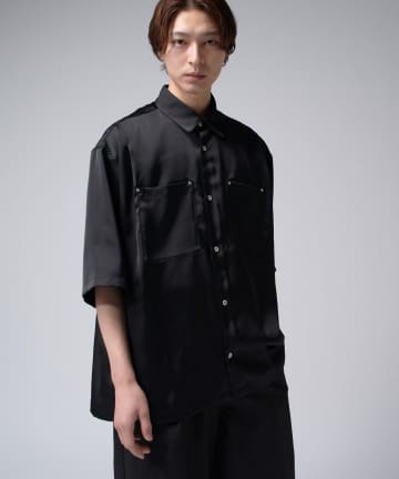 Lui's(ルイス) 【Neucon/ニューコン】リベットデザインダブルポケットサテンオーバーシャツ