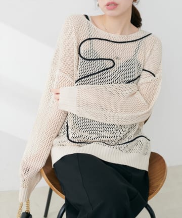 natural couture(ナチュラルクチュール) コード刺繍透かしプルオーバー