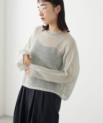 Omekashi(オメカシ) 【マイナス5キロ見え】メッシュワイドニットプルオーバー