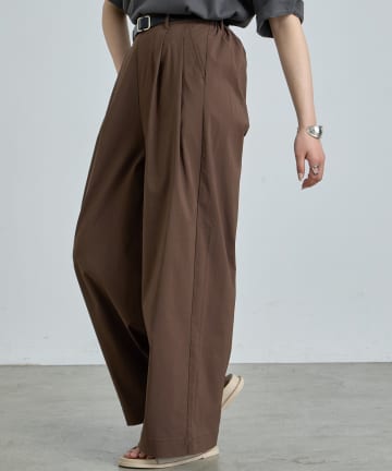レーヨンナイロンタックワイドパンツ