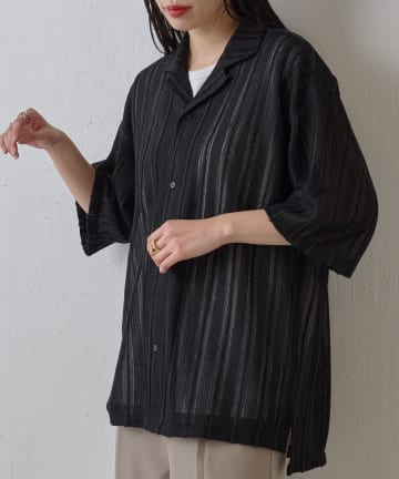 COLONY 2139(コロニー トゥーワンスリーナイン) 【リバイバル】ニット透かし編み半袖シャツ