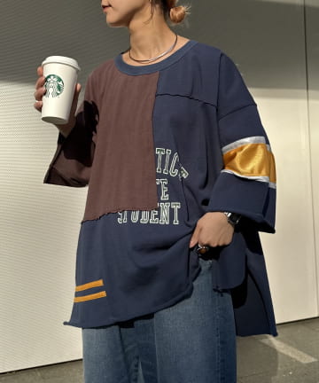 CIAOPANIC TYPY(チャオパニックティピー) 【etsinta/エシンタ】リメイク切替カレッジオーバTEE