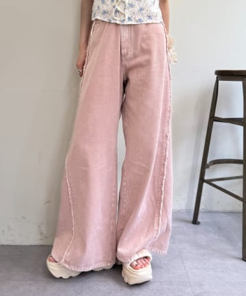 【5色展開/3サイズ展開】フリンジバギーデニムパンツ
