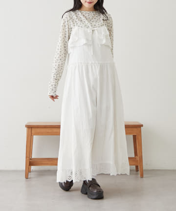 w closet(ダブルクローゼット) コットンレースキャミワンピース