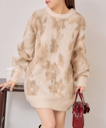 OUTLET(アウトレット) 【Chico】フラワージャガードルーズニット