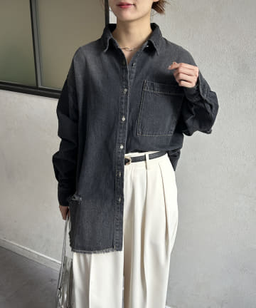 Thevon.(ゼヴォン) ダメージオーバーサイズデニムシャツ