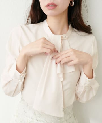 natural couture(ナチュラルクチュール) 【WEB限定】ドレープスカーフ2WAYブラウス