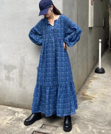 CIAOPANIC TYPY(チャオパニックティピー) ヴィンテージフラワー柄パイピングティアードワンピース