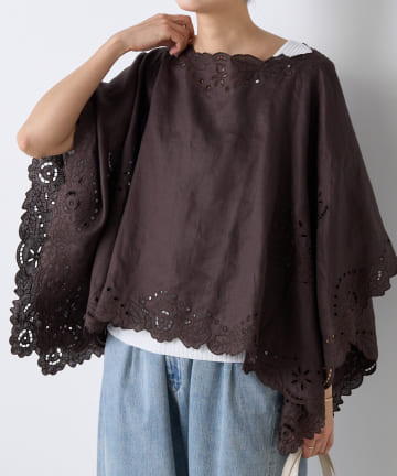 BEARDSLEY(ビアズリー) パネル刺繍リネンポンチョ
