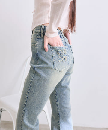 OLIVE des OLIVE(オリーブ デ オリーブ) 【S/Mサイズ展開】美脚ストレッチデニムパンツ