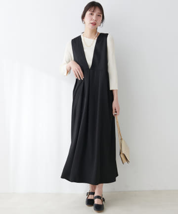 natural couture(ナチュラルクチュール) 【WEB限定】ツイルクロスBIGチェックフロッキーワンピース