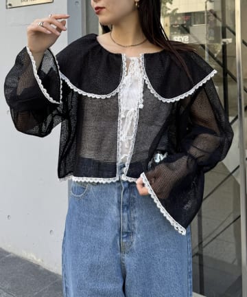 【HELLO.SANFRANCISCO】メッシュレースボレロブラウス
