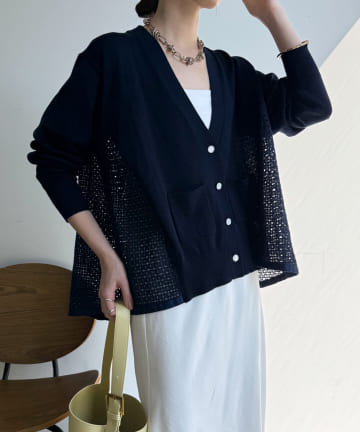 【WEB限定】レースドッキングニットカーディガン