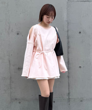 [mline]スウェット肩あきロングTシャツ