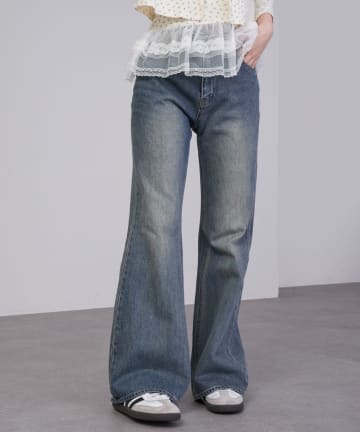 RAY CASSIN(レイカズン) 【サイズ展開あり/ウエスト調整可】フレアデニムパンツ