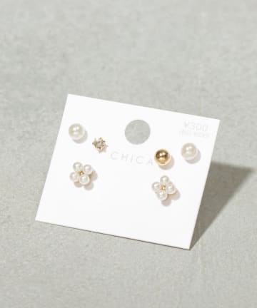 パールピアス6個セット