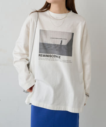 PUAL CE CIN(ピュアルセシン) フォトプリントロングスリーブカットソー