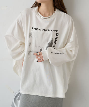 PUAL CE CIN(ピュアルセシン) フォトプリントビッグシルエットカットソー