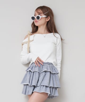 ワンショルテープロングTシャツ
