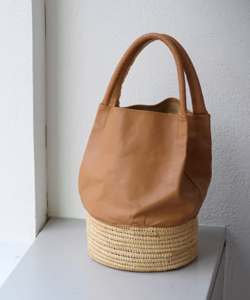 Omekashi(オメカシ) 【KECH LeS ESSENTIELS】RAFIA LEATHER COMBI BAG