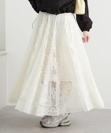 Remind me and forever(リマインドミーアンドフォーエバー) 《春トレンドキーワード”lace”》レースフレアースカート